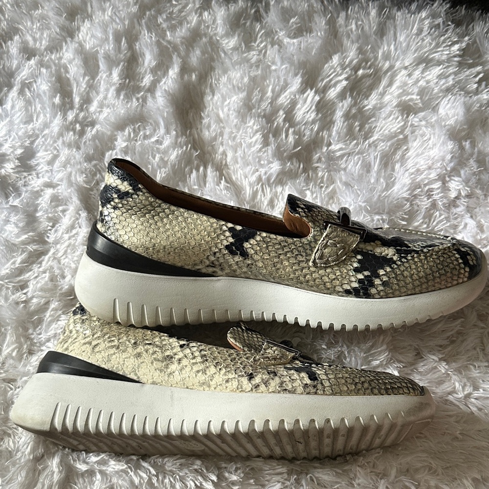 Aquatalia Beige and Black Patterned Loafers - Picture 2 of 7